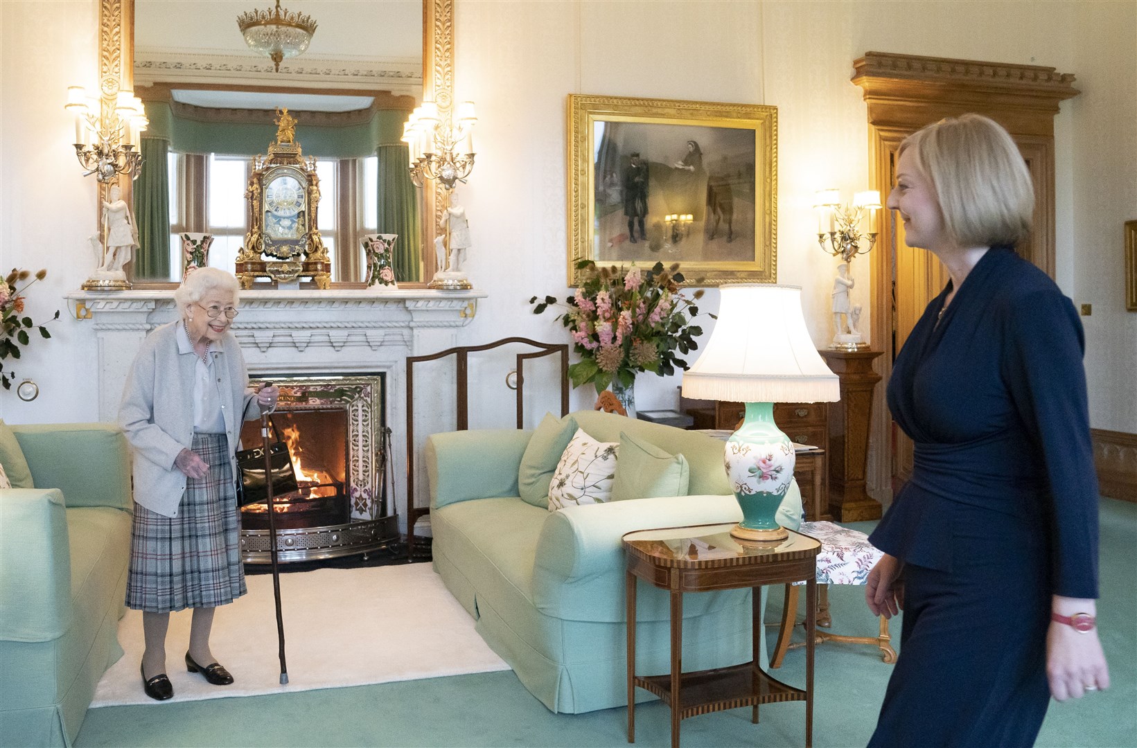 The Queen welcomes Liz Truss during an audience at Balmoral, Scotland, where she invited the newly elected leader of the Conservative party to become Prime Minister (Jane Barlow/PA)