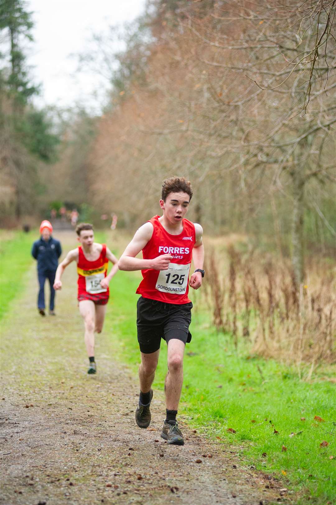 Bill Symon, of the Forres Harriers, finished the U15 Boys race with a time of 15:51. Picture: Daniel Forsyth..
