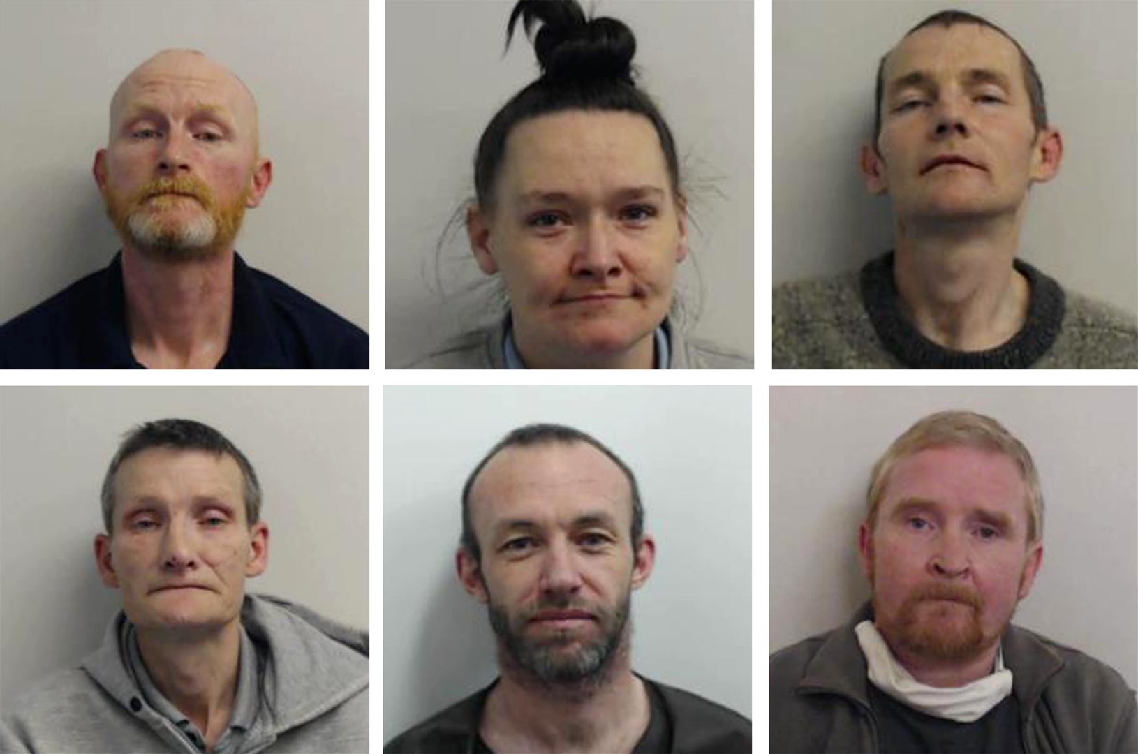Top row, left to right: Barry Watson, 47; Elaine Lannery, 39; and Iain Owens, 45. Bottom row, left to right: John Clark, 47; Paul Brannan, 41; and Scott Forbes, 50 (Police Scotland/PA)