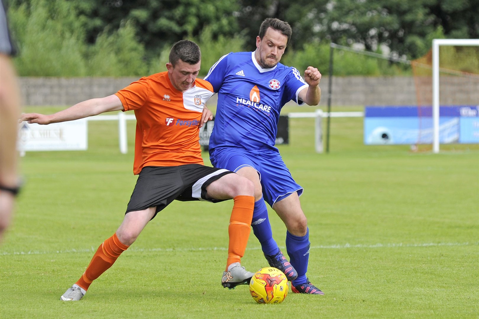Former Rothes player David McNamara (left) starred in Hopeman's opening day win over Cullen.