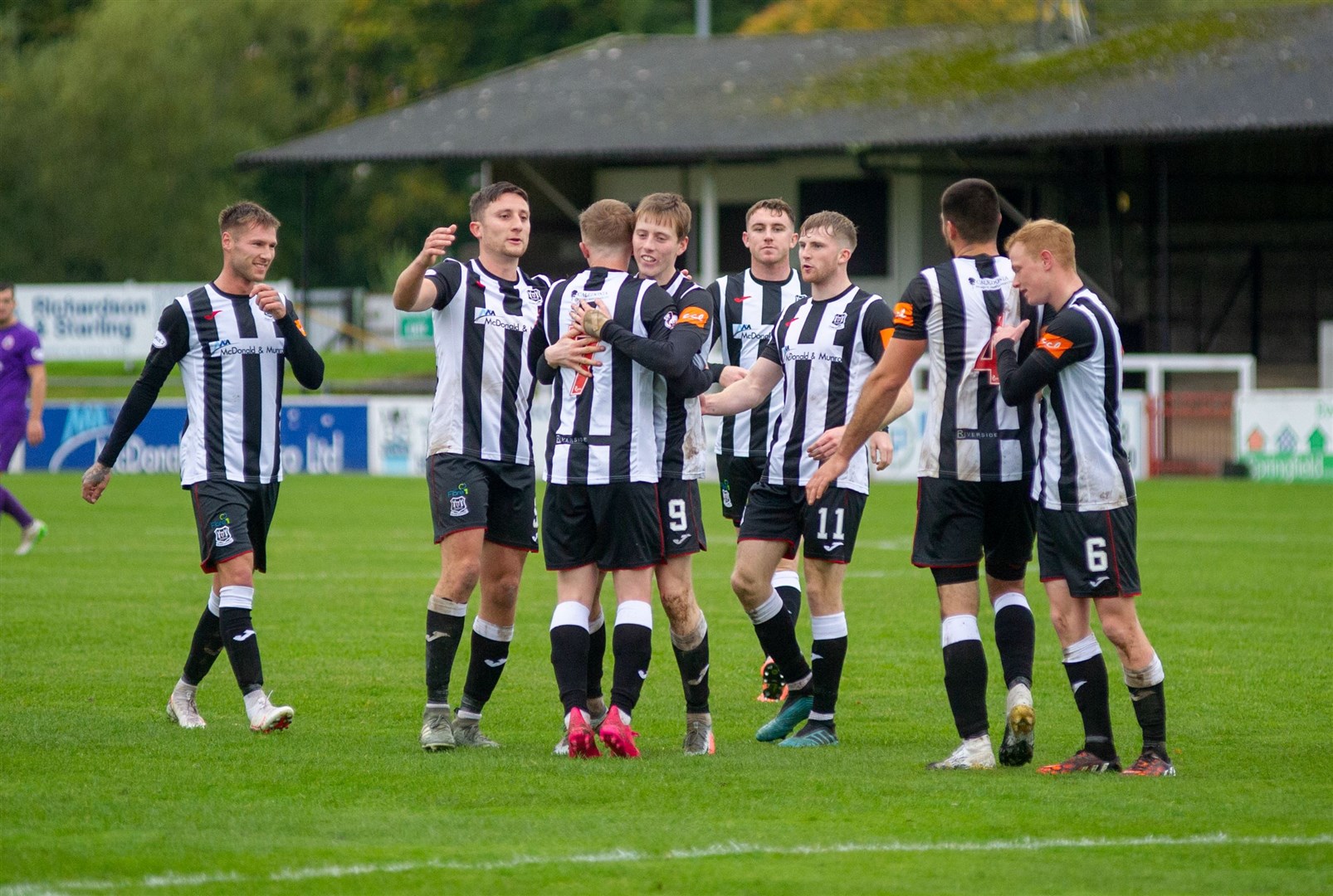 Elgin City enjoy a goal celebration from their current League Two campaign, which is set to resume later this month. Picture: Daniel Forsyth
