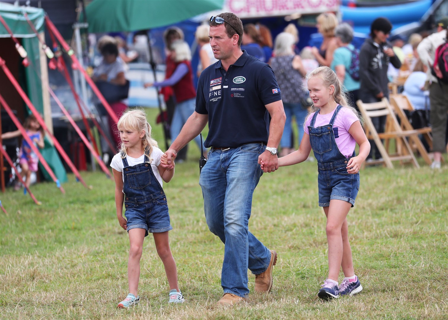 Peter Phillips with his daughters, Isla (left) and Savannah, during the Festival of British Eventing in 2019 (Steve Parsons/PA)