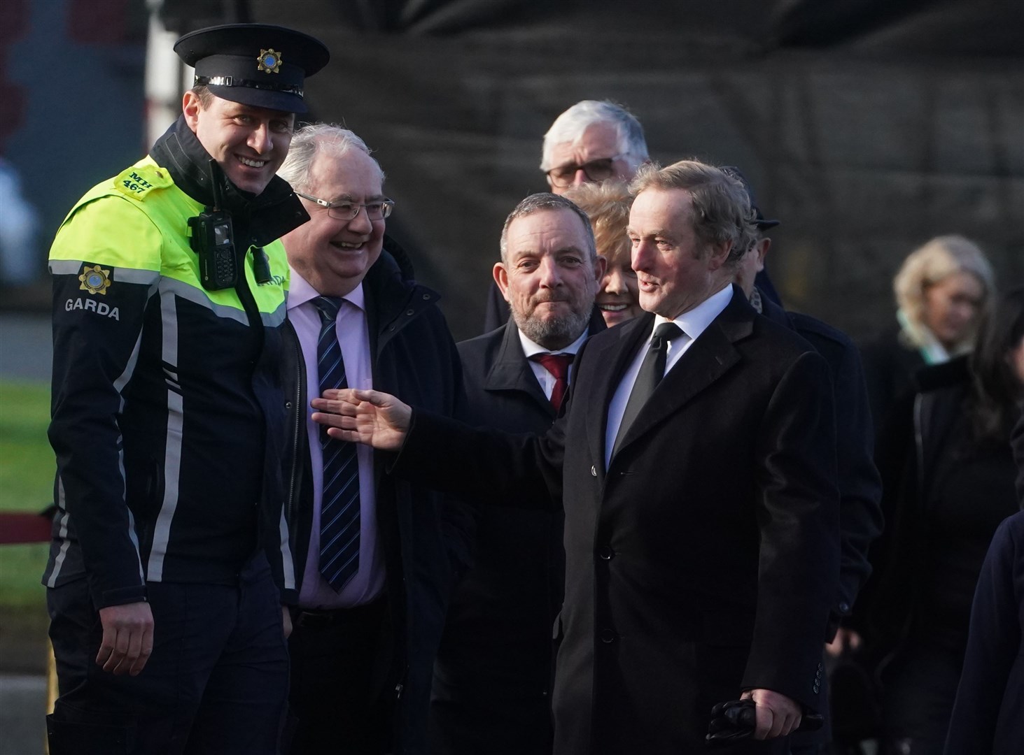 Enda Kenny (right) arrives for the funeral (Brian Lawless/PA)