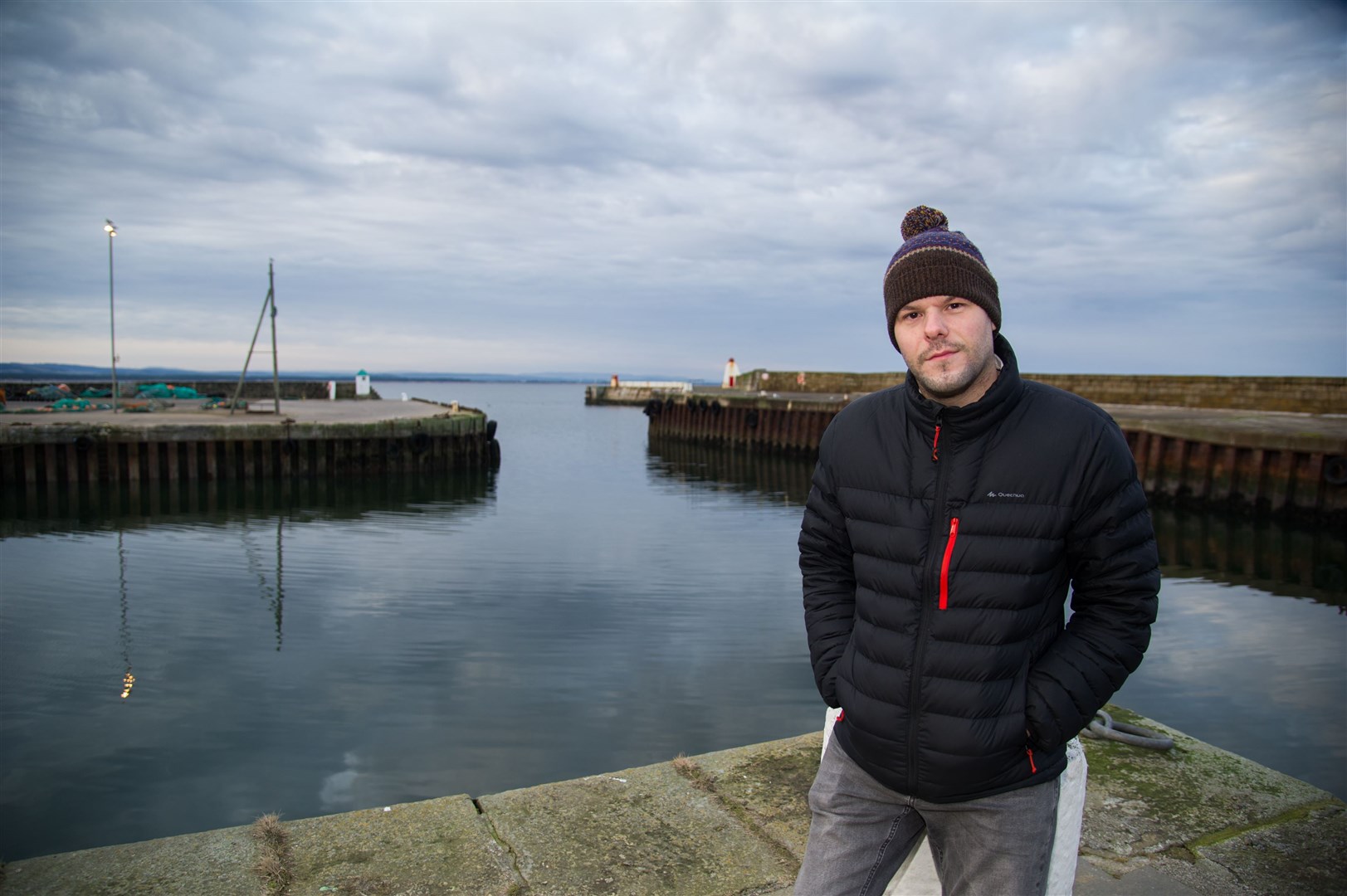 Burghead Boxing Day Swim president Jamie Campbell at Burghead Harbour. Picture: Becky Saunderson.