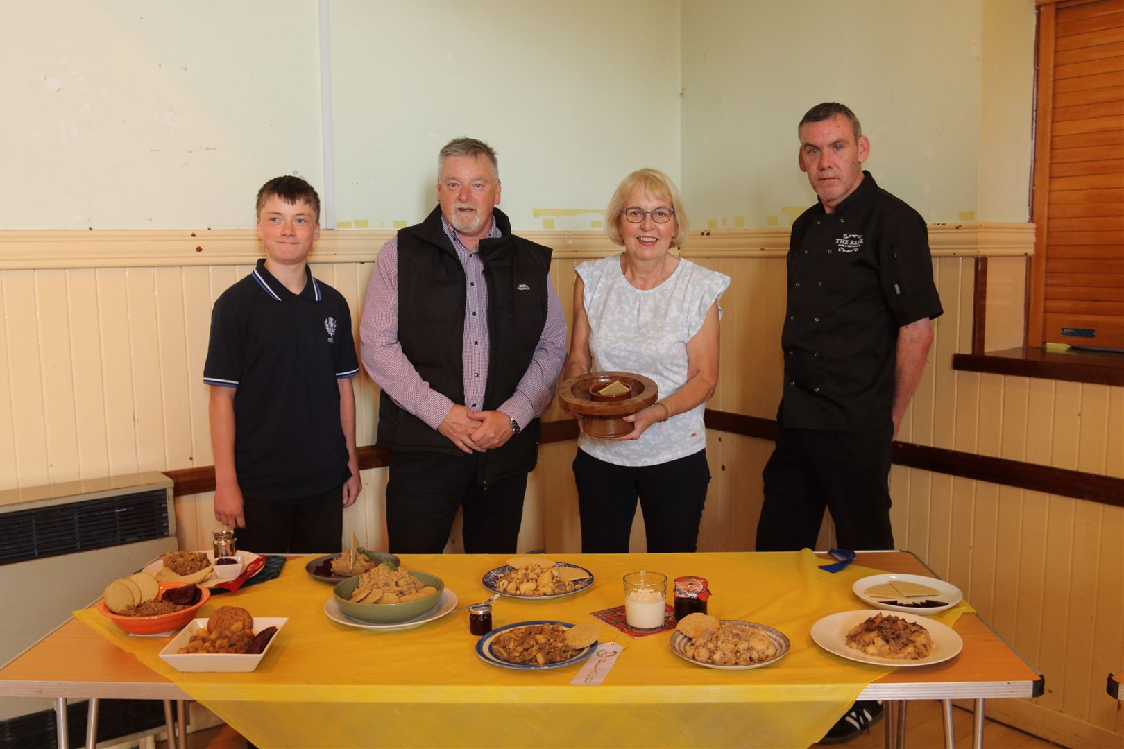 (From right) Judge Glen Cameron from the Bank Cafe and Restaurant with World Stovies Champion Pat Scott, runner-up Shaun McLeod and third-place winner Kenny Gabriel...Picture: David Porter