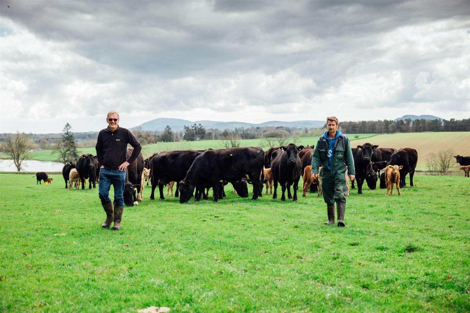 Farm manager Andy Williamson and stockman David Anderson. Picture: Dalswinton Estate