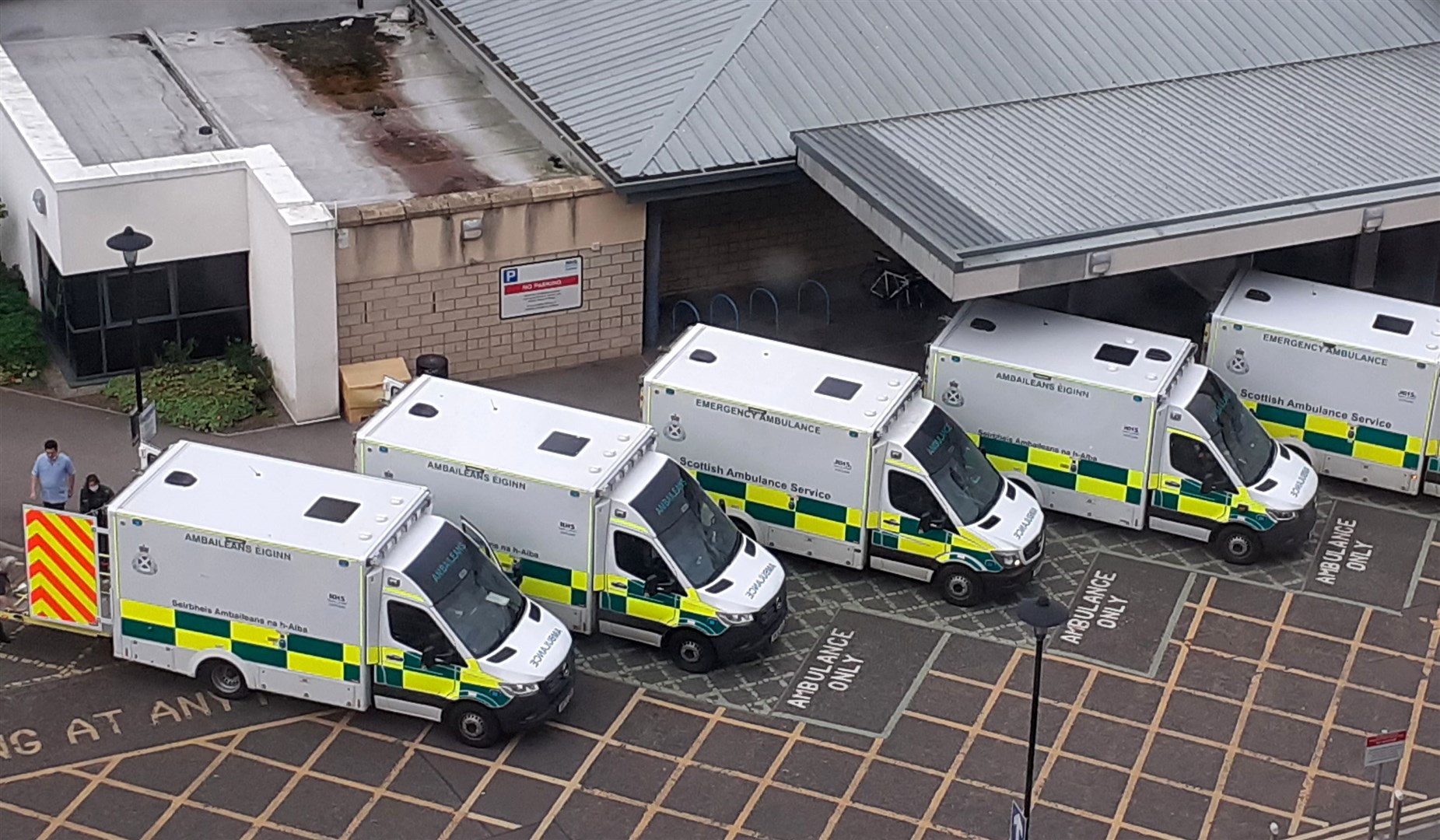 Ambulances queed up outside A&E at ARI. Picture: David Porter