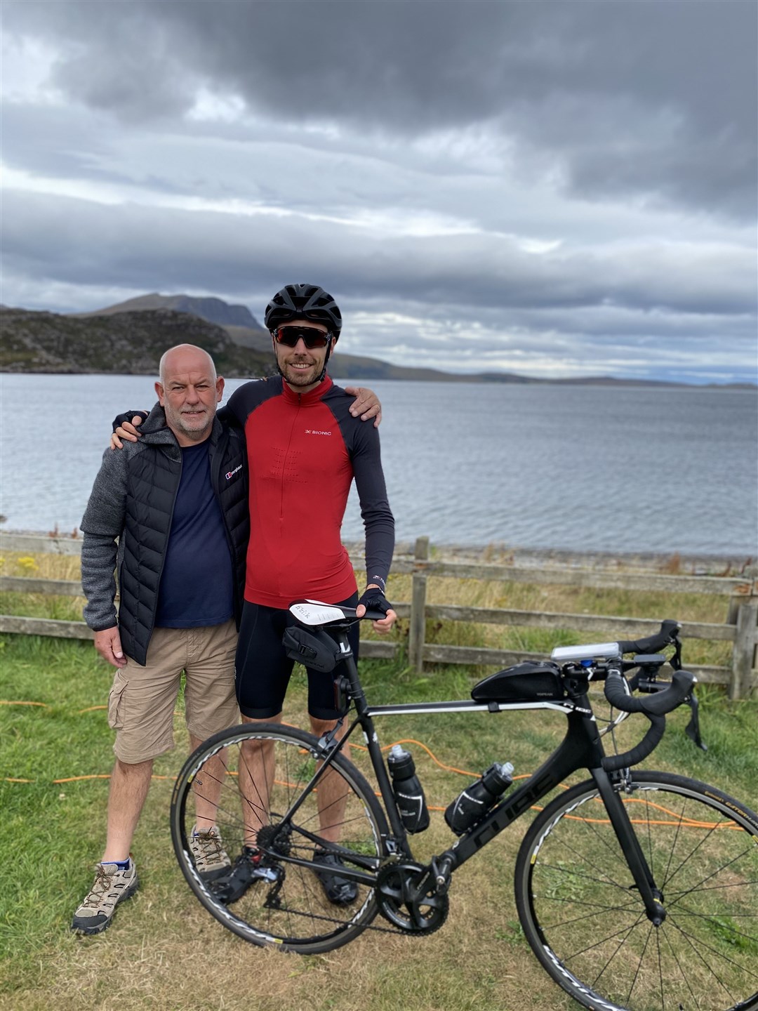 Sam and John Milton with some of the great NC500 scenery in the background.