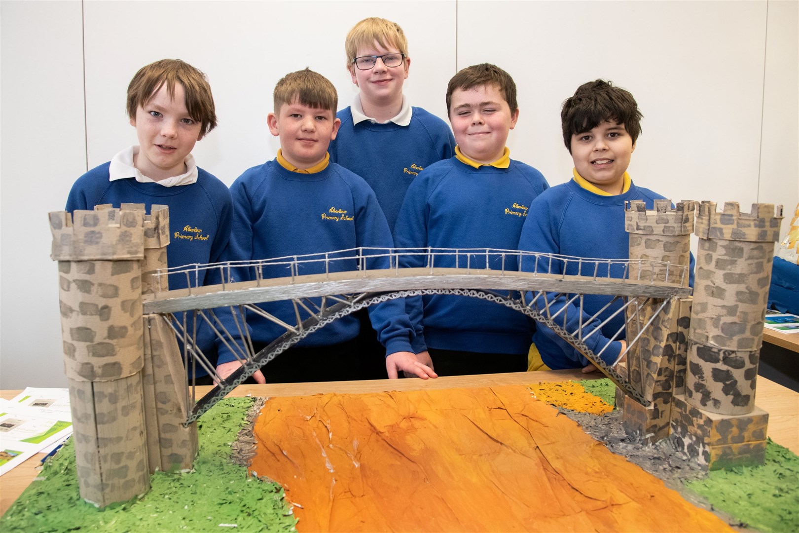 Aberlour Primary school with their model of the Craigellachie Bridge.DYW Moray Primary School's Big Build Showcase, held at UHI Moray.Picture: Daniel Forsyth.