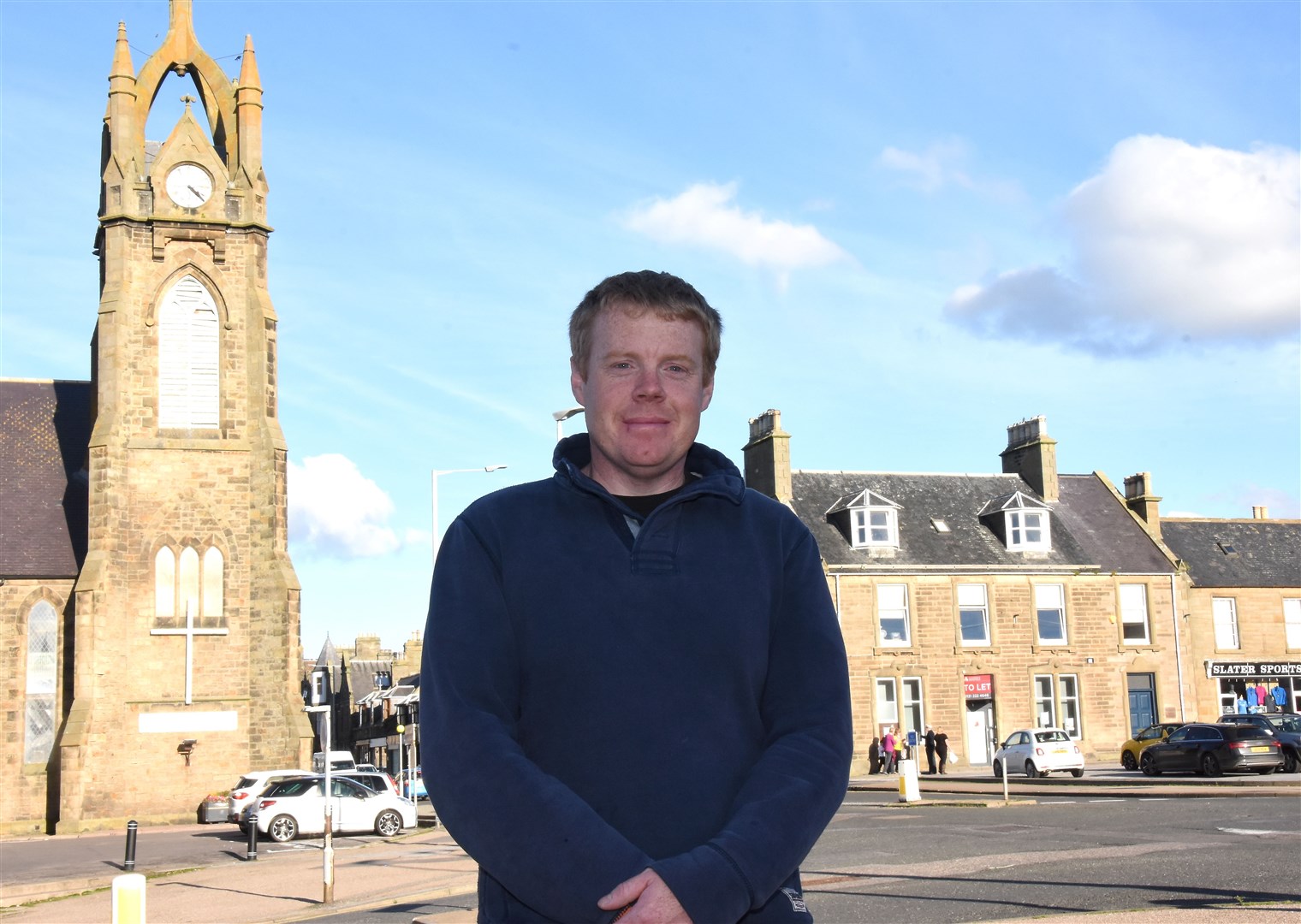 Councillor Tim Eagle in Buckie.