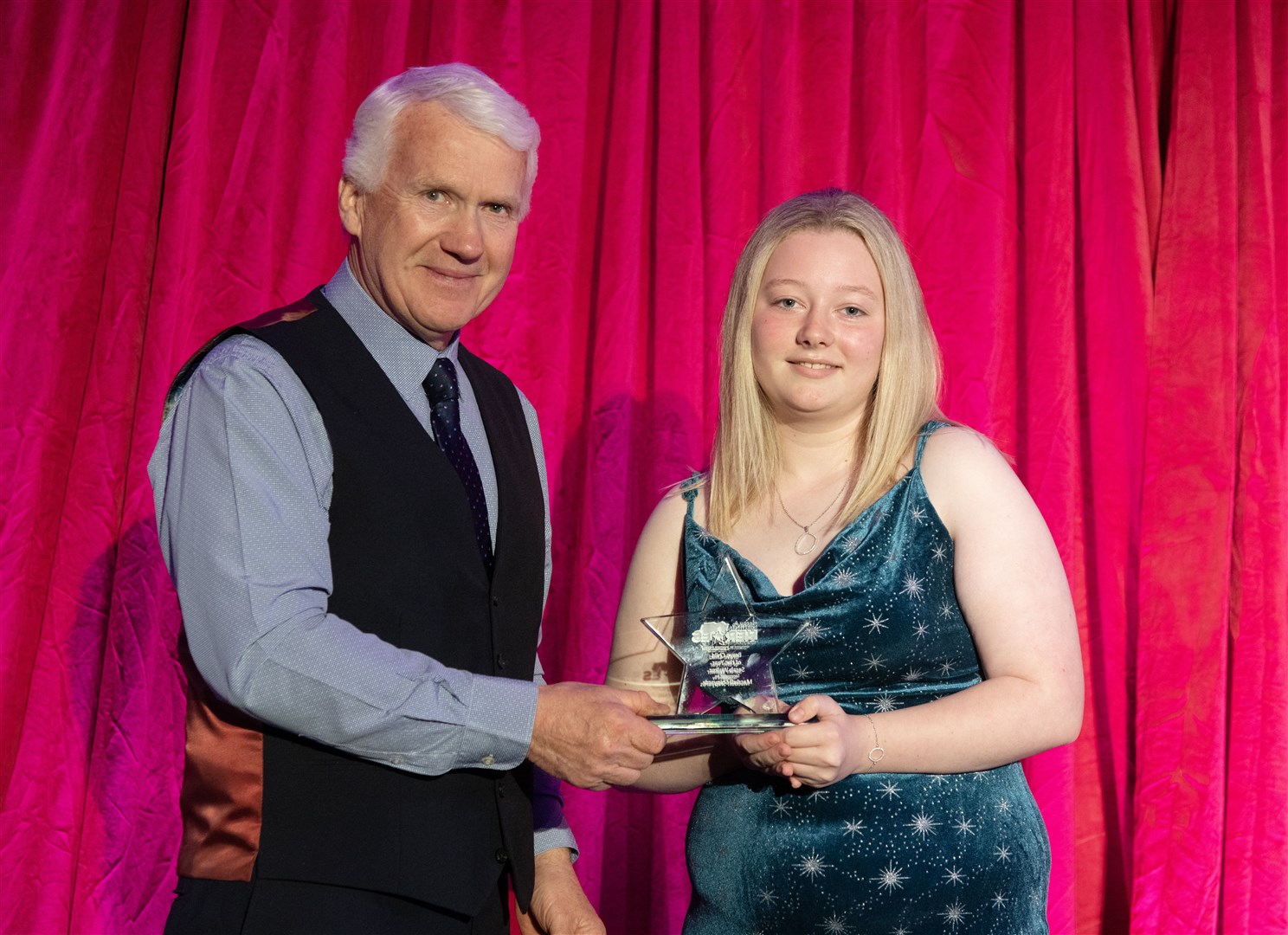 Sarah Walker was awarded Brave Child of the Year presented by John Watt, Managing Director of MacDuff Shipyards. Picture: Beth Taylor
