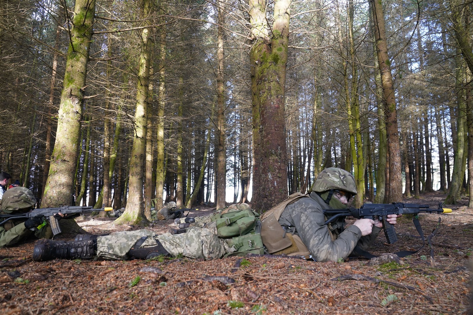 One exercise finished with an staged attack on a wood (Owen Humphreys/PA)
