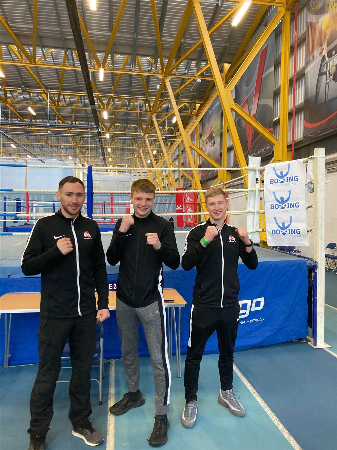 Arran Devine, Corey Rizza and Fraser Edwards before their Scottish open championship bouts