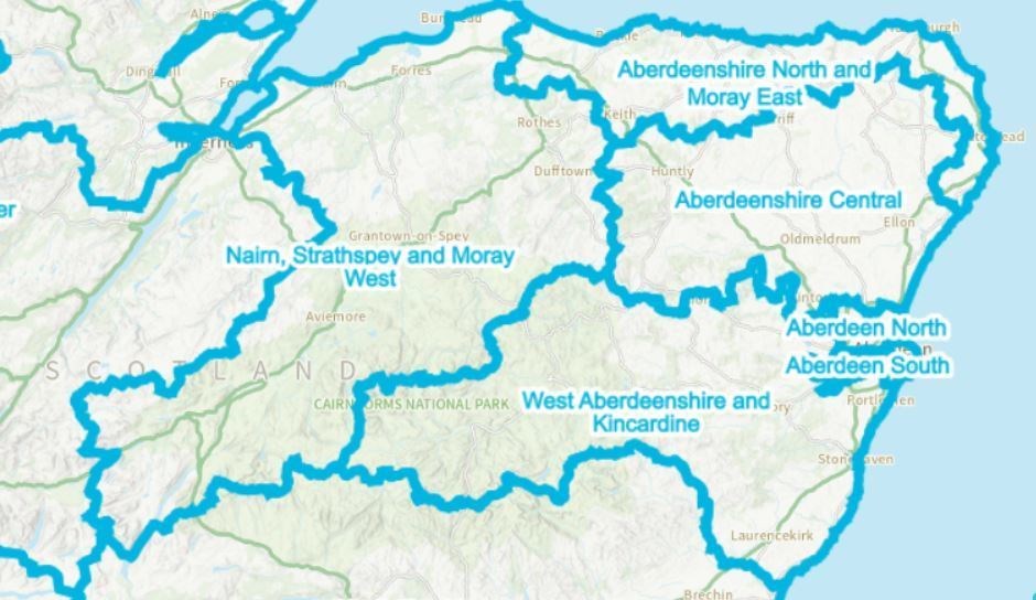 The revised proposals would see Moray split into two new constituences - Aberdeenshire North and Moray East and Nairn, Strathspey and Moray West.