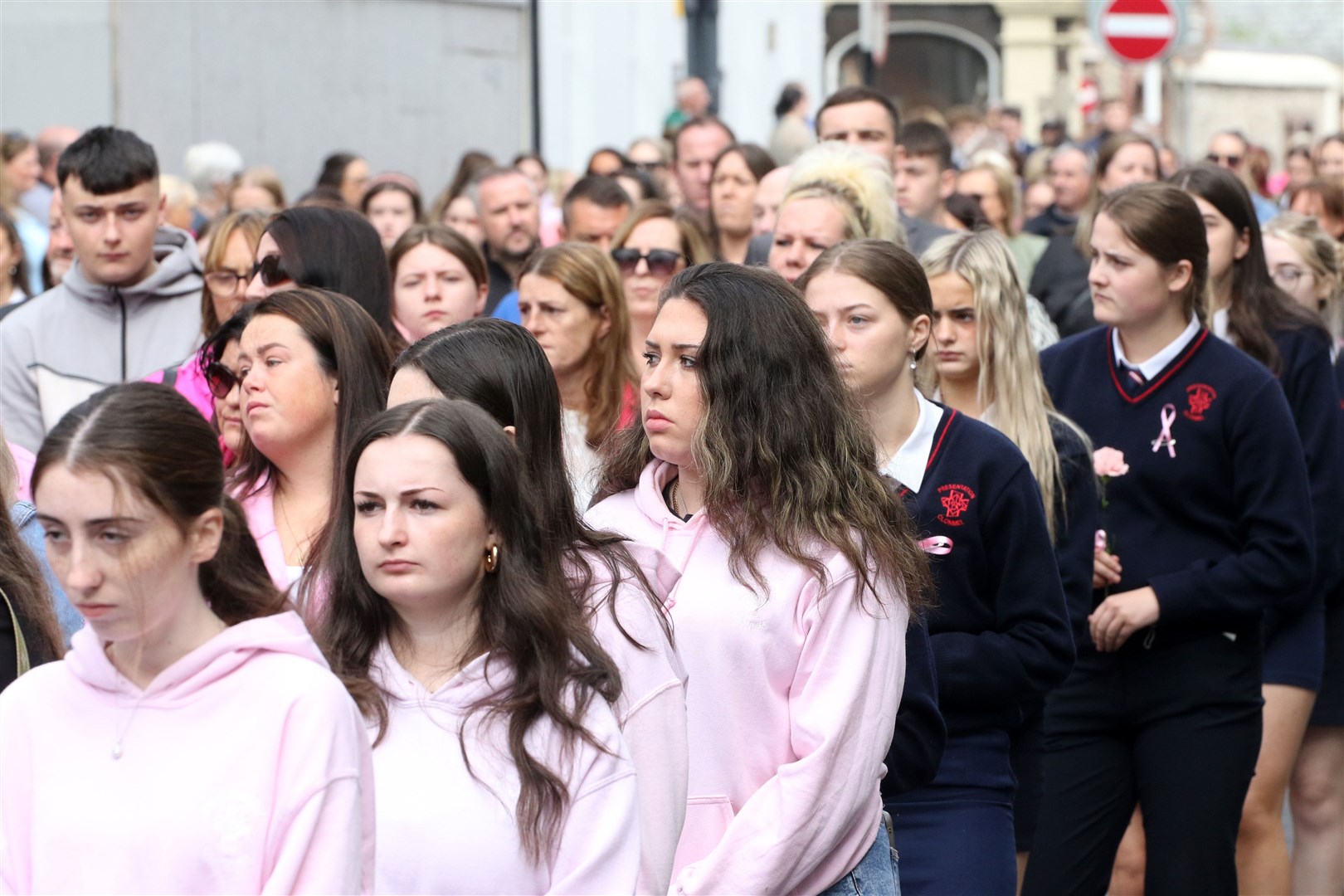 Many mourners at the funeral wore pink in memory of Zoey Coffey (Brendan Gleeson/PA)
