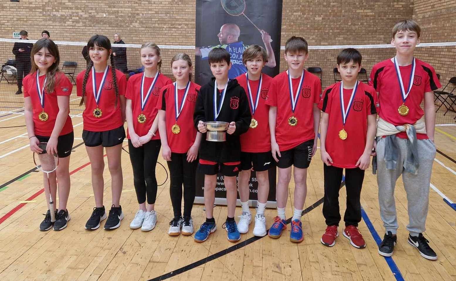 The winning West End Primary badminton team.