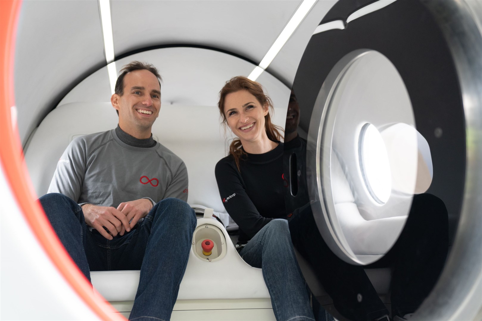 First passengers Josh and Sara (Virgin Hyperloop)