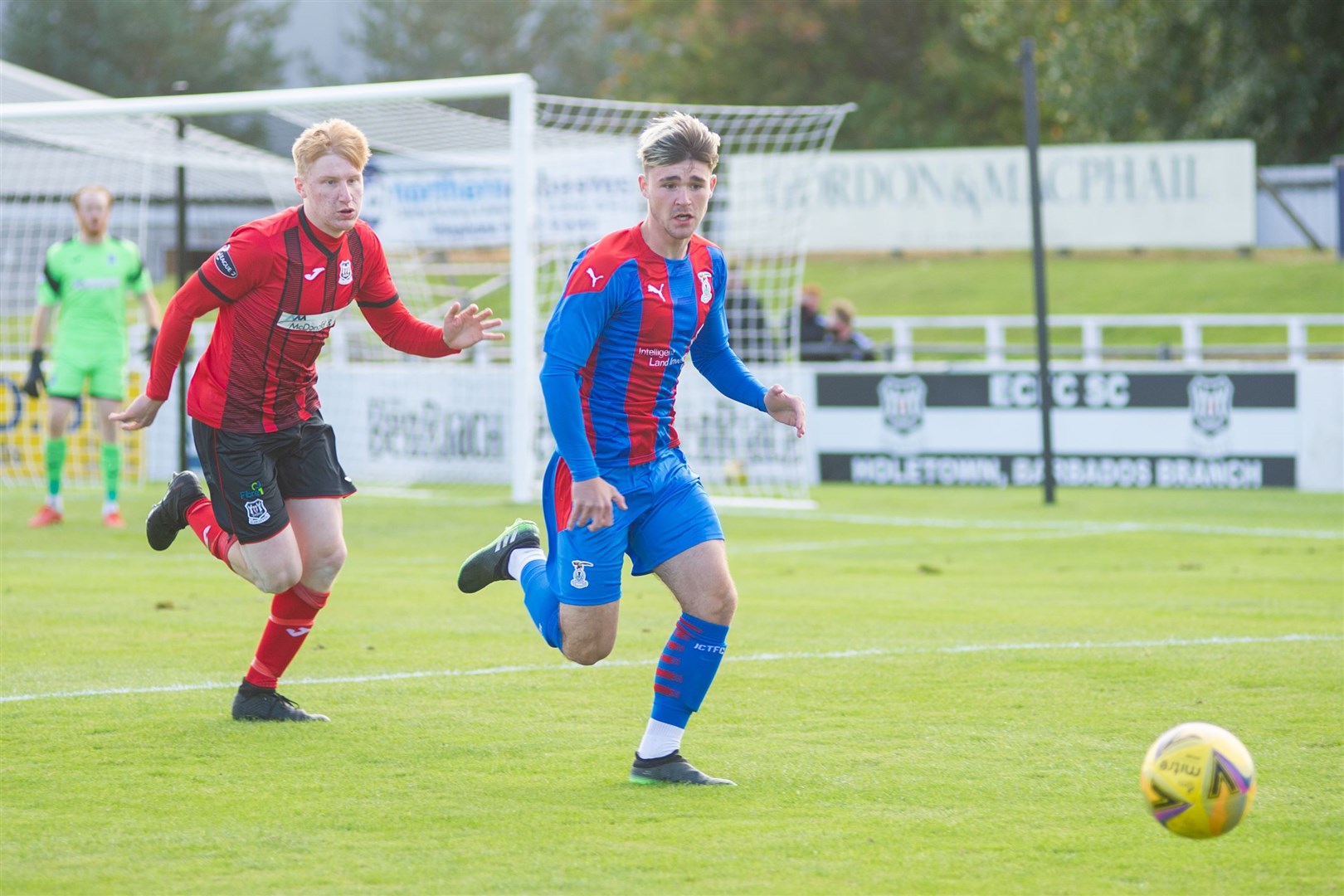 Shane Harkness (right) featured for Caley Thistle's first team in a pre-season friendly at Elgin. Picture: Daniel Forsyth..