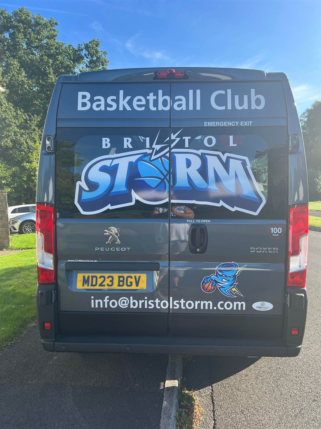 The new minibus purchased by Maya Jama is donned with the Bristol Storm branding and logo (David Senart/PA)