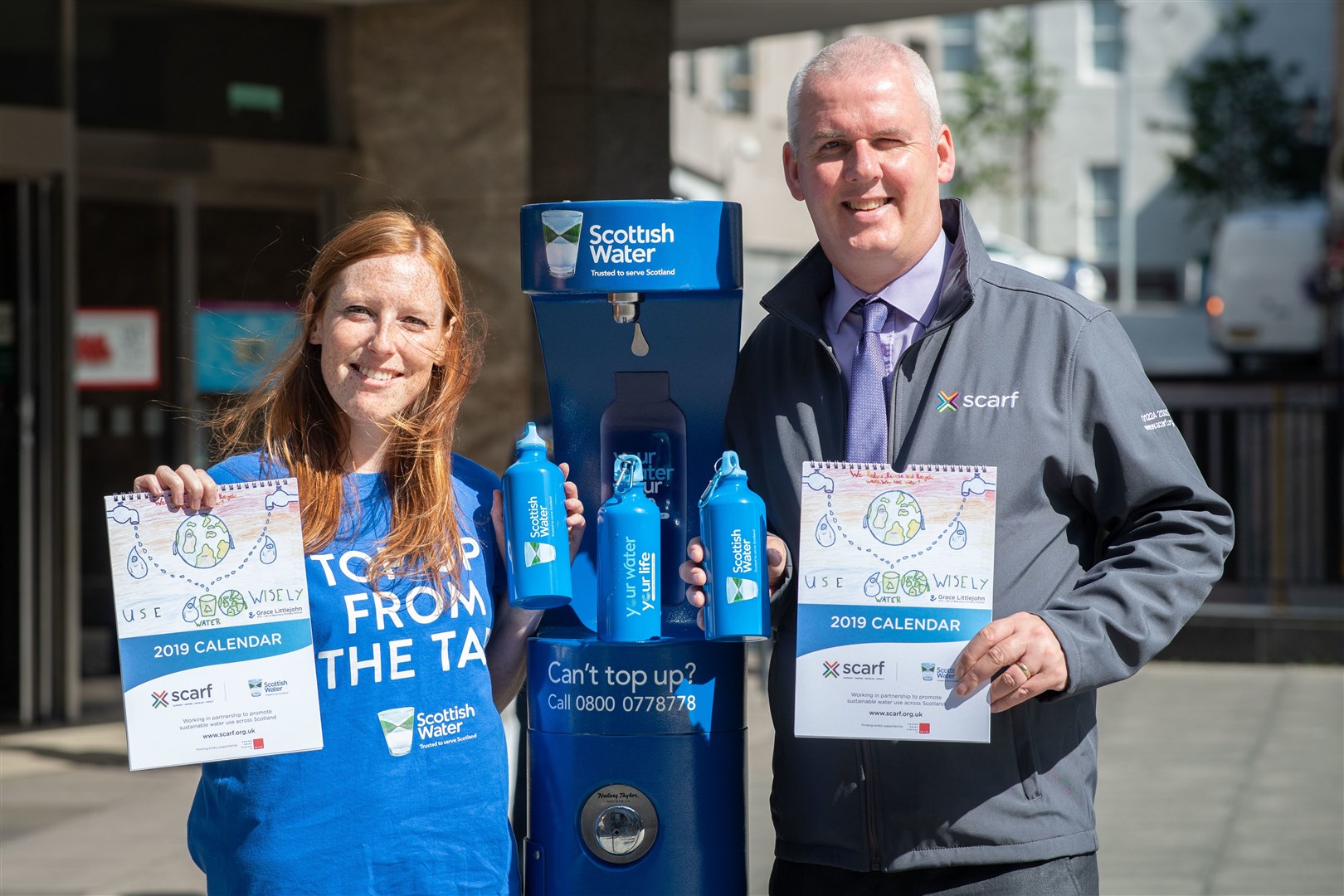 Gillian Hay, of Scottish Water, and Thane Lawrie, of Scarf, at an Aberdeen Top Up Tap.