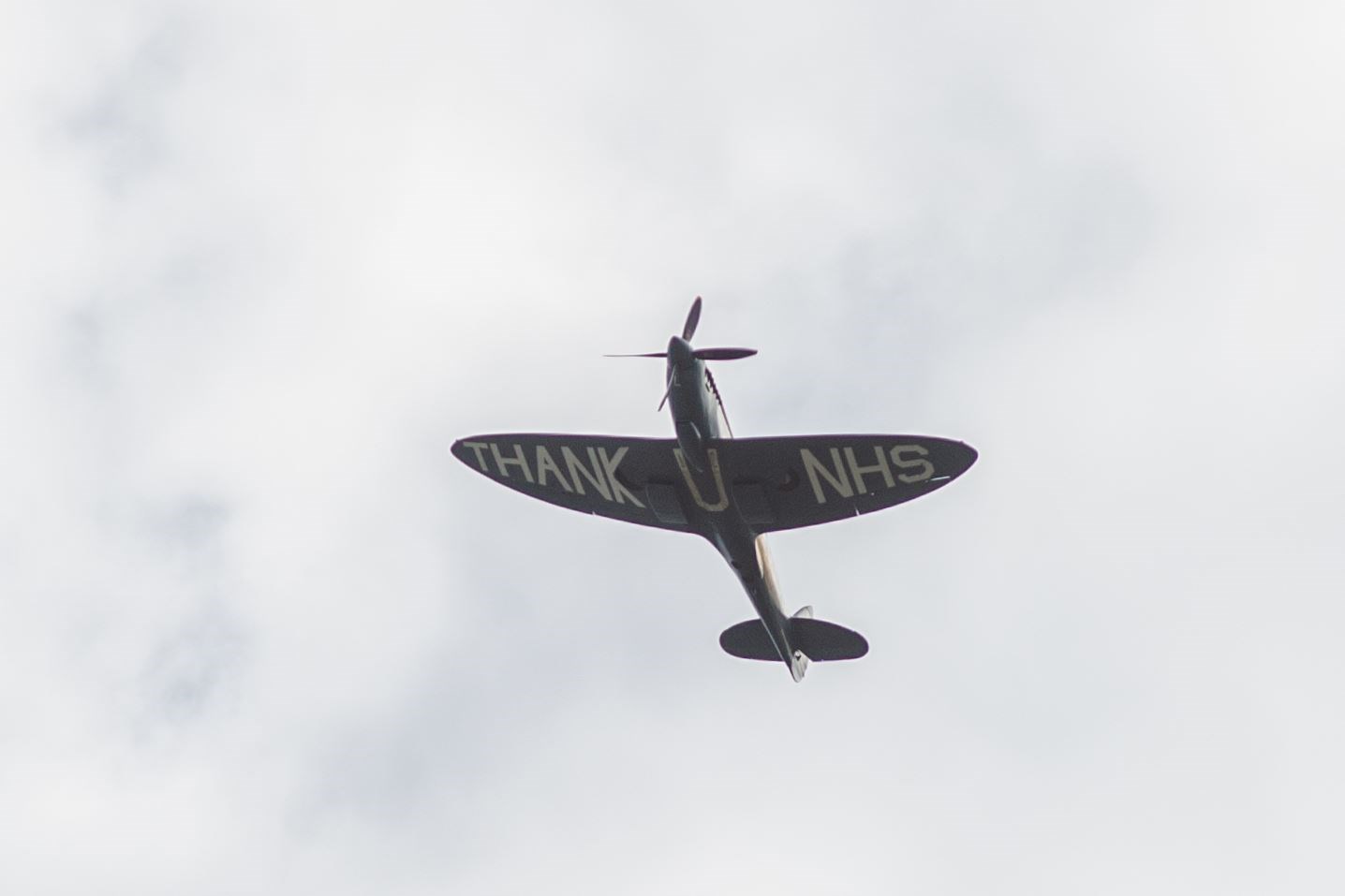 A Spitfire performed a flypast over Dr Gray's this morning as part of a nationwide tribute to the NHS. Picture: Daniel Forsyth.
