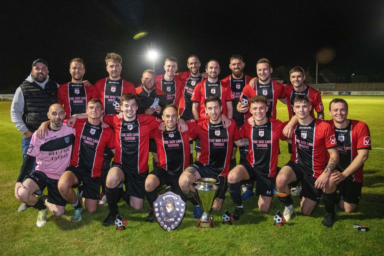 Mike Simpson Cup winners Fochabers. ..Fochabers FC (7) vs Hopeman FC (2) - Mike Simpson Cup Final 2023 - Grant Park, Lossiemouth...Picture: Daniel Forsyth..