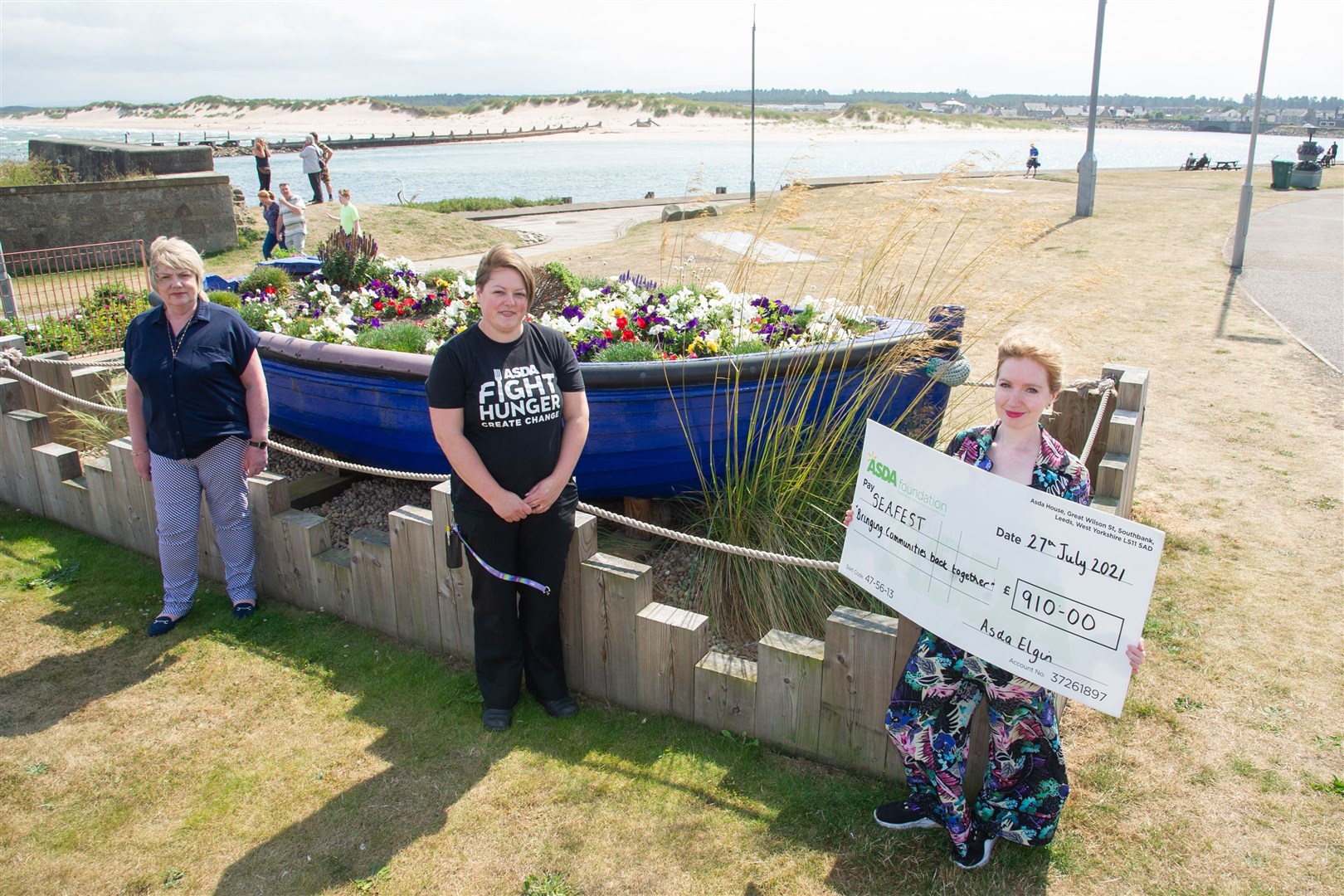 Asda Foundation donates £910 to the Lossiemouth Seafest...Left to right: Donna Milne, Asda Community Champion Kaye Macleod and Helen O'Neill...Picture: Daniel Forsyth..