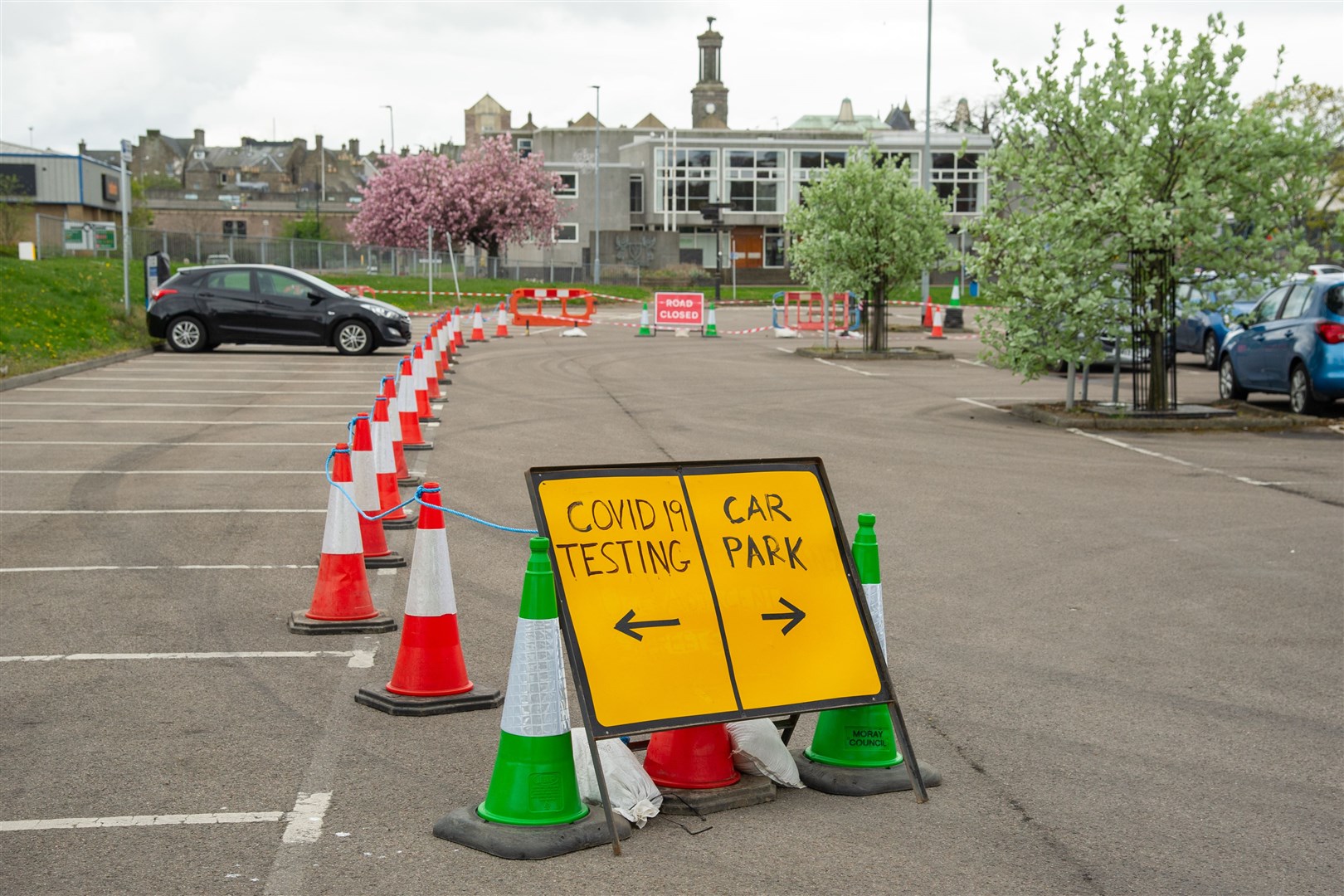 A coronavirus testing centre has been set up in the Lossie Green car park, in Elgin. Picture: Daniel Forsyth.