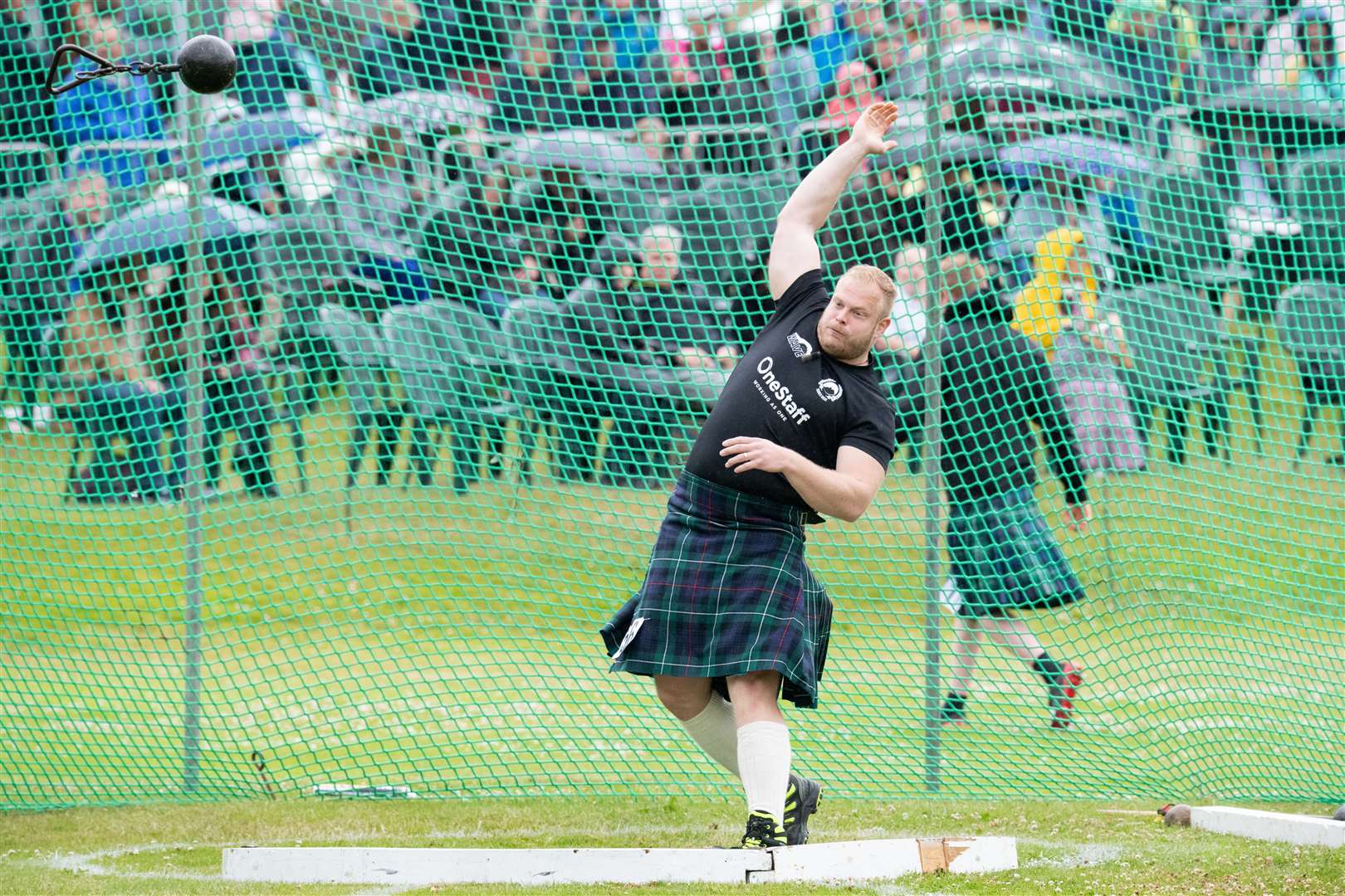 Kalle Valimaki competes in the 'Weight for Distance' heavyweight event...Forres Highland Games 2022...Picture: Daniel Forsyth..
