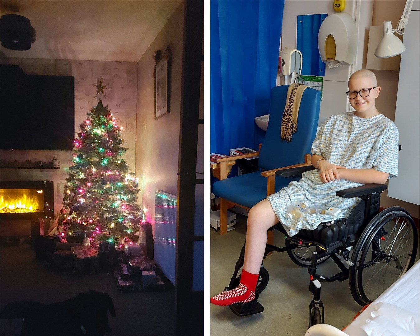 It is Abbie's job to put the lights on the tree and she was determined that her amputation wouldn't stop her doing it this year. Picture: Teenage Cancer Trust