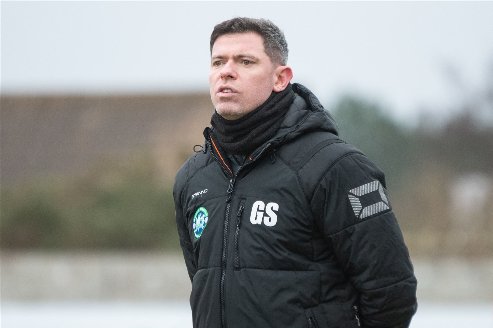 Buckie Thistle manager Graeme Stewart...Lossiemouth FC (2) vs Buckie Thistle FC (1) - Highland Football League 23/24 - Grant Park, Lossiemouth 09/03/2024...Picture: Daniel Forsyth..