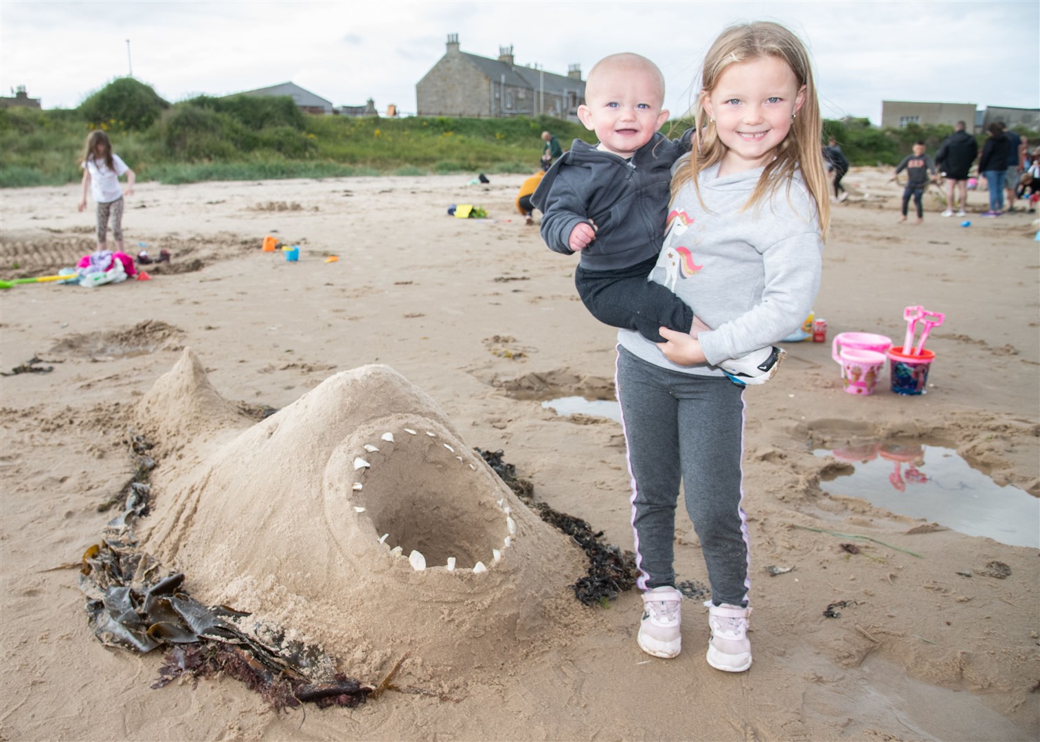 Brother and sister Jamie & Charley Coleman alongside their design 'Baz the Basking Shark'. Picture: Daniel Forsyth