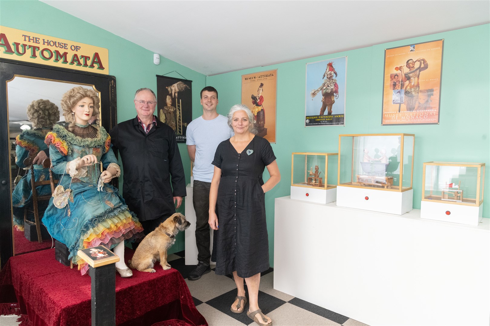 From left: Michael, Hector and Maria Start with Nelly and Nancy at the opening of House of Automata (clockwork moving sculptures) in Forres...Picture: Beth Taylor.