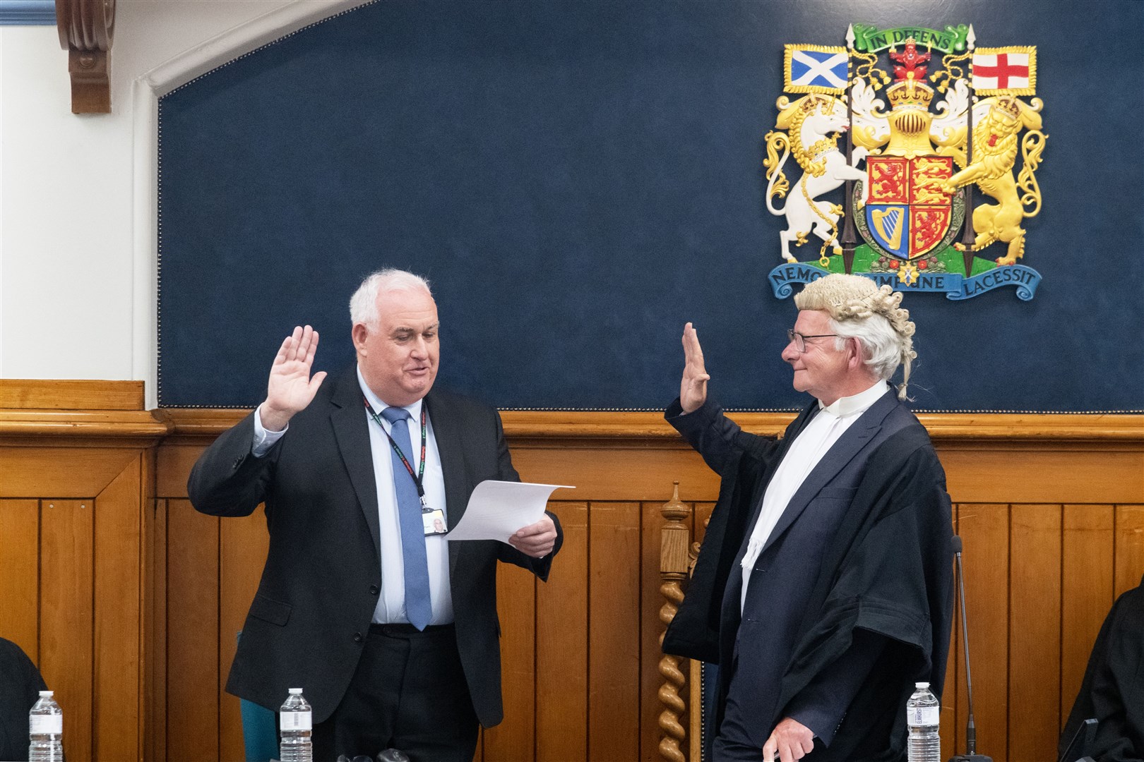 Mr Knight takes the oath of allegiance and the judicial oath. Picture: Beth Taylor