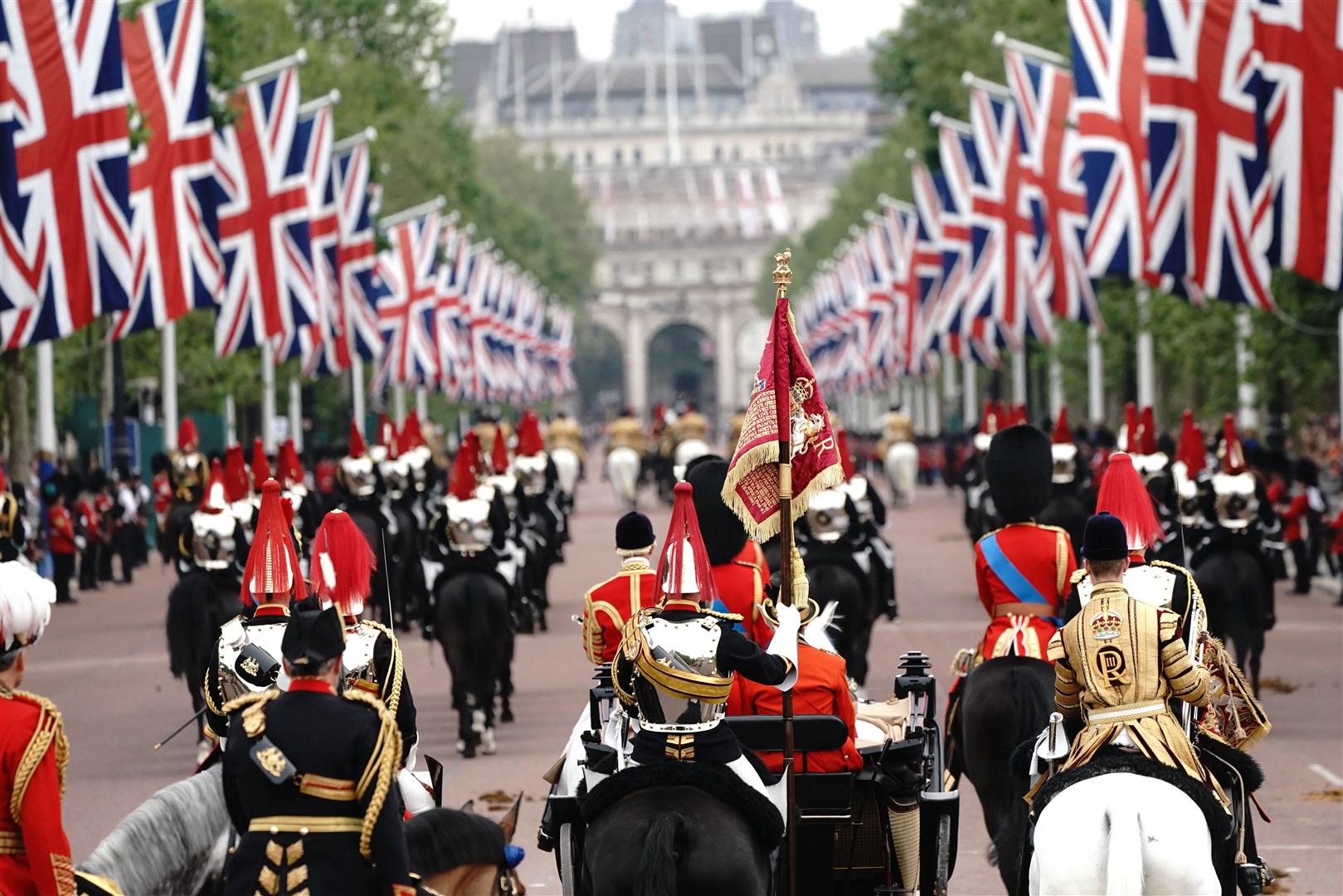 The royal party departs Buckingham Palace (Victoria Jones/PA)
