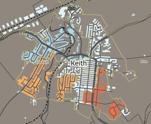 Keith is not home to any of the Scotland's most deprived areas, or any of the country's least deprived areas.