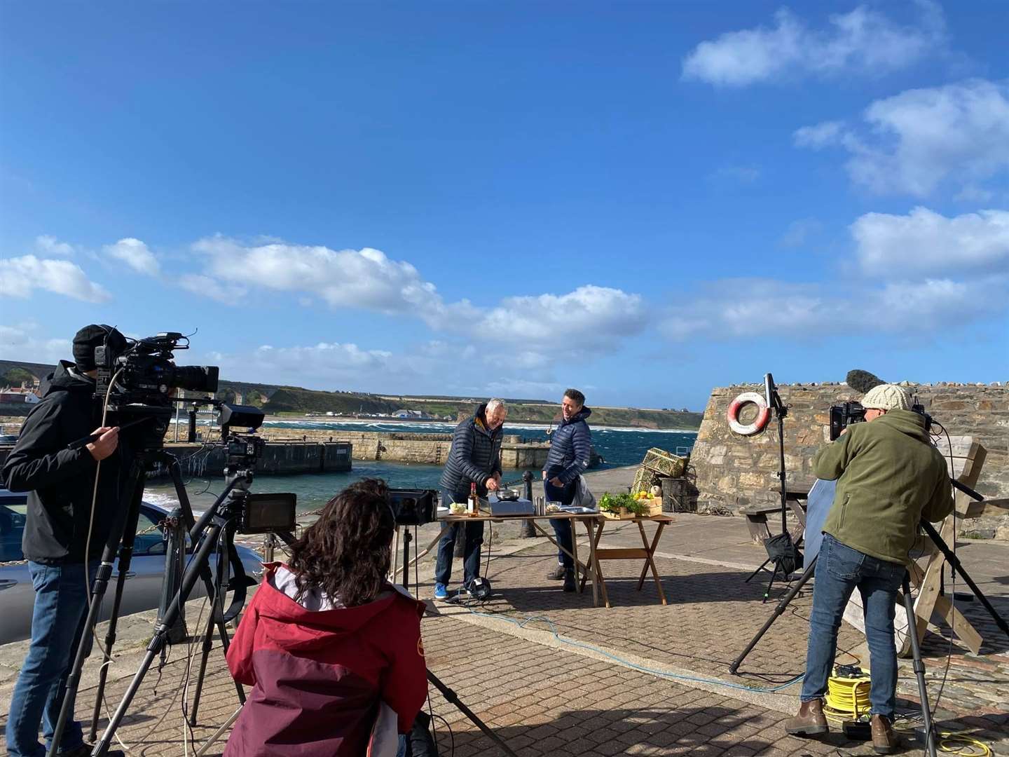 BBC Scotland's Landward team filming in Cullen.