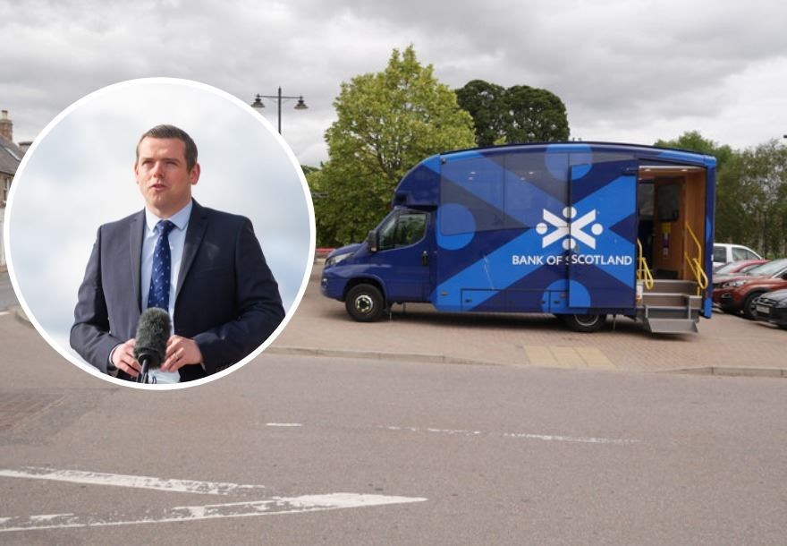 Moray MP Douglas Ross (inset) has secured a meeting with the Bank of Scotland to discuss their plans to cut mobile banking access.