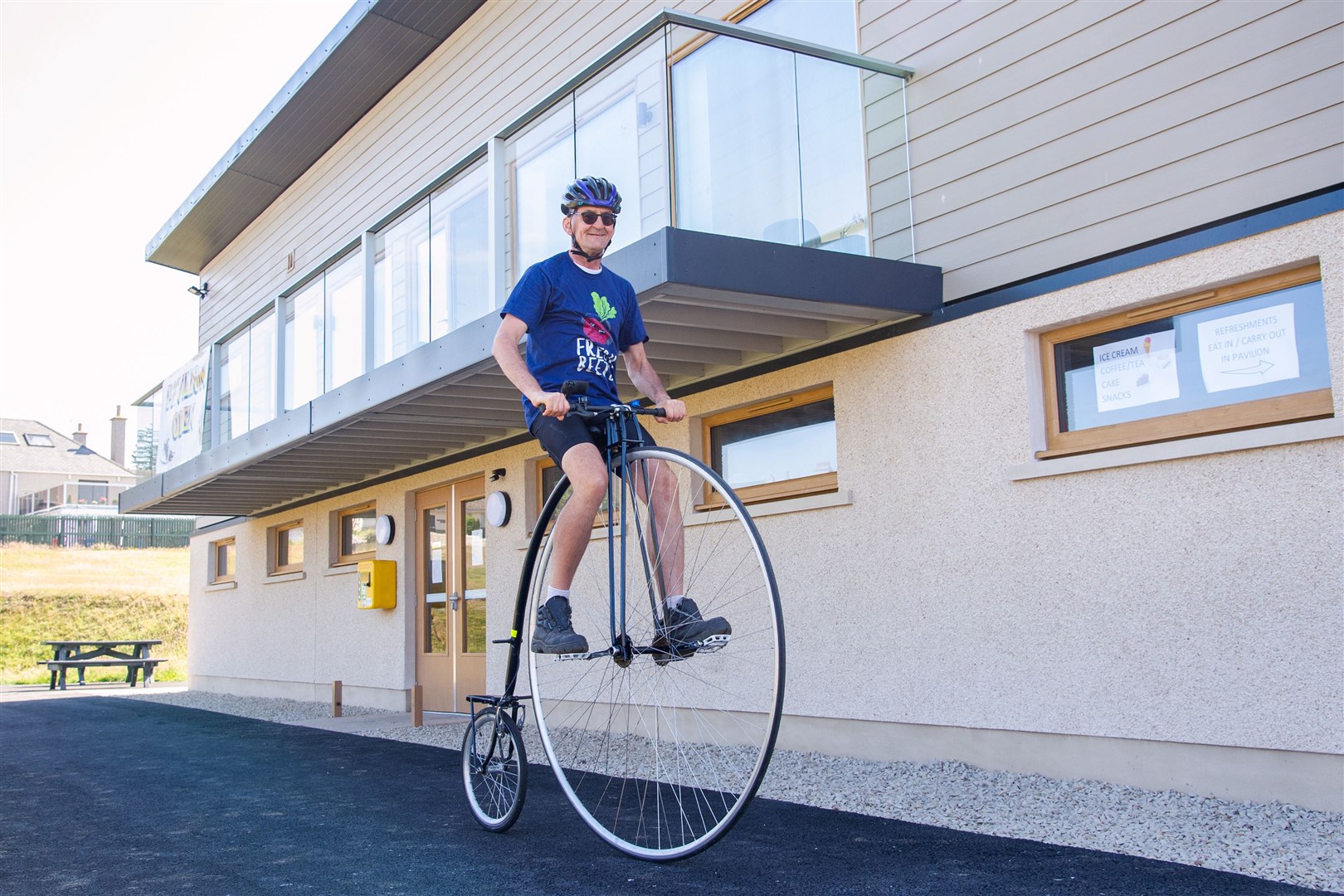 James Wilson will cycle from Lossiemouth to Aberdeen on his penny-farthing to raise cash for neurological research...Picture: Daniel Forsyth..