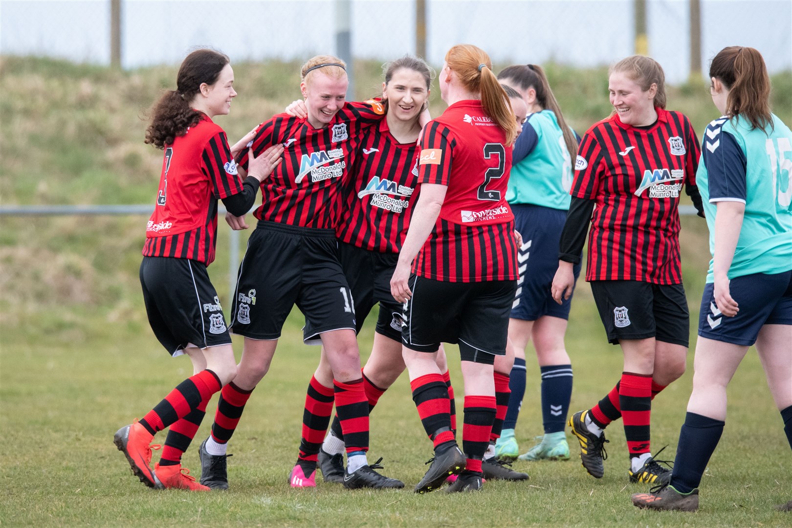 Elgin City celebrate Lily Morrison's goal...Buckie Ladies FC (3) vs Elgin City Ladies (4) - Pre season friendly at Gordon Park, Portgordon...Picture: Daniel Forsyth..