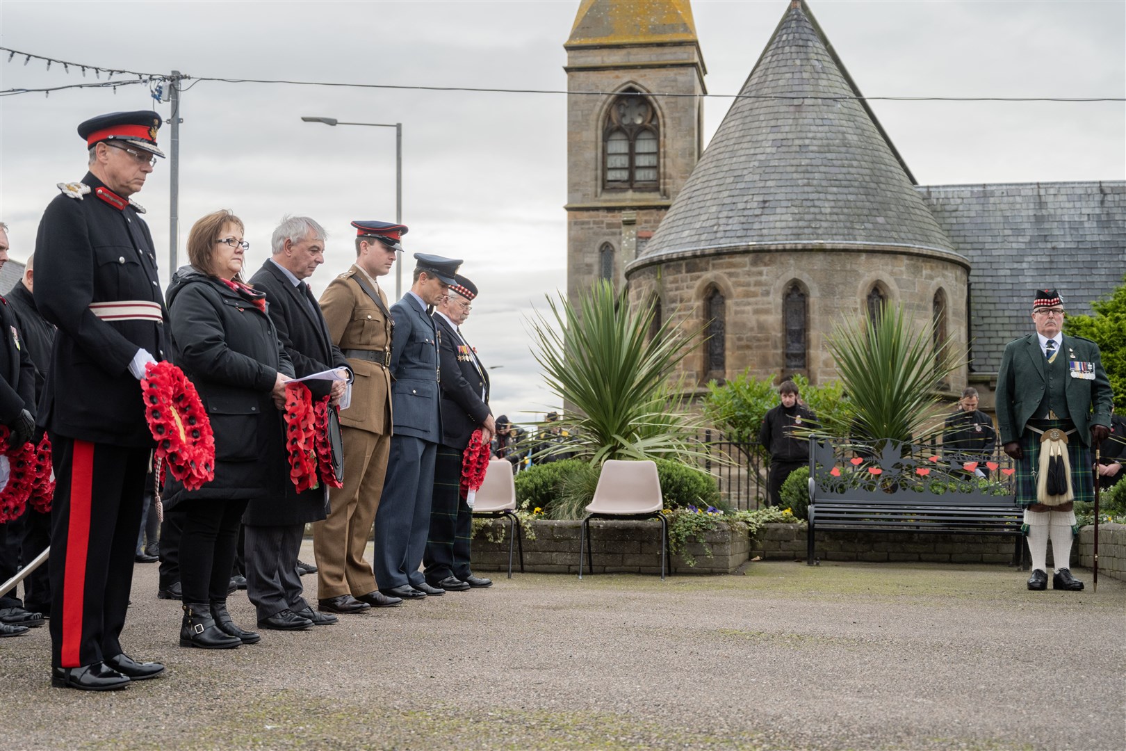 Archie Jamieson (far right of the line up) with other wreath layers at Buckie. Picture Robbie Simpson
