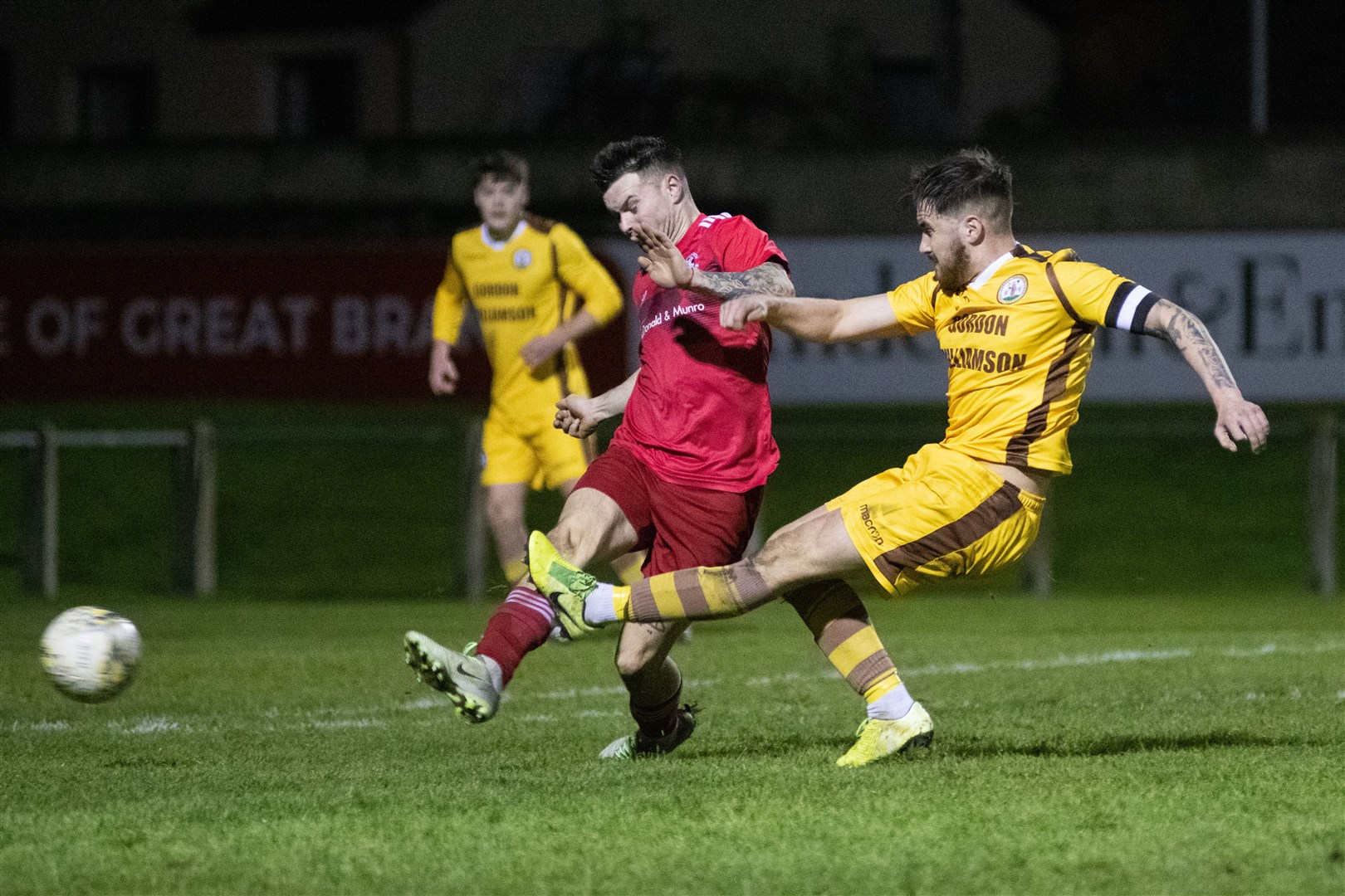 Niall Kennedy (left) scored Lossie's winner against Locos. Picture: Daniel Forsyth..