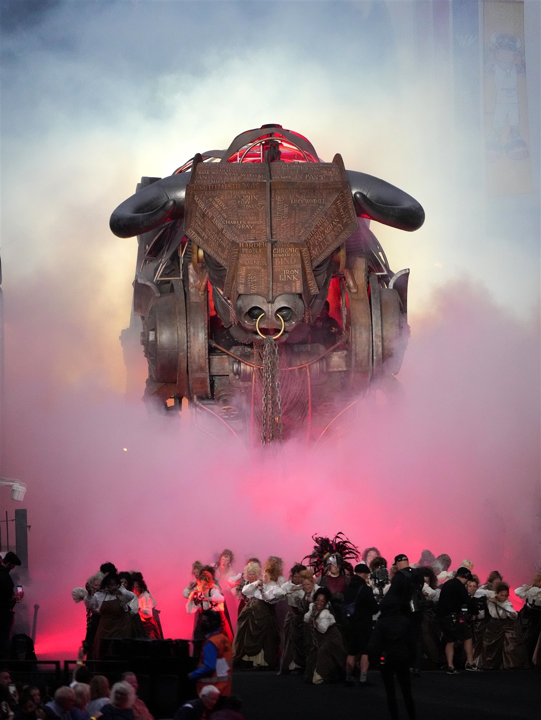 The huge Raging Bull breathes steam (Tim Goode/PA)