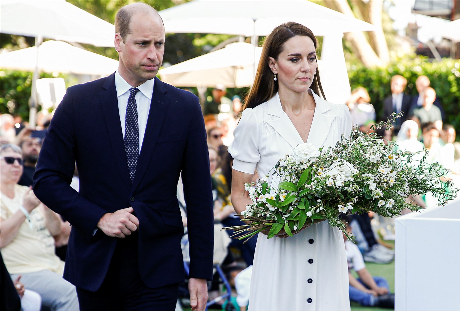 The Duke and Duchess of Cambridge lay a wreath (Peter Nicholls/PA)