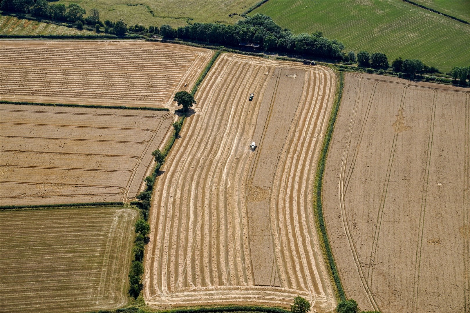 A field of wheat harvested near Cotswold Airport, Gloucestershire, in July (Steve Parsons/PA)