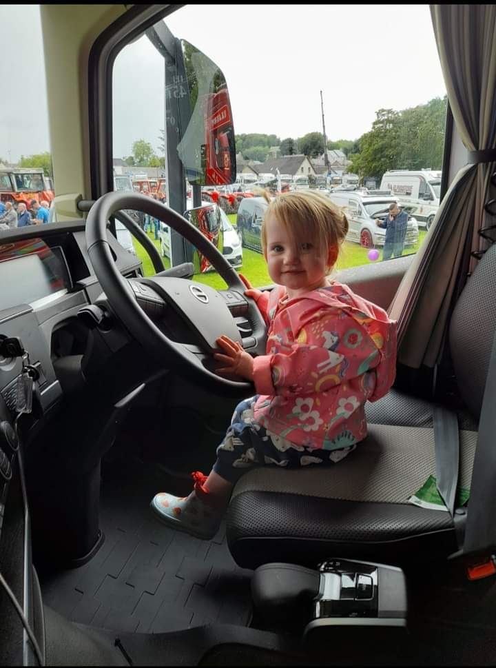 Rosie at the wheel of the truck that her grandfather Charley Lockhart will be driving around the North Coast 500 at the weekend.
