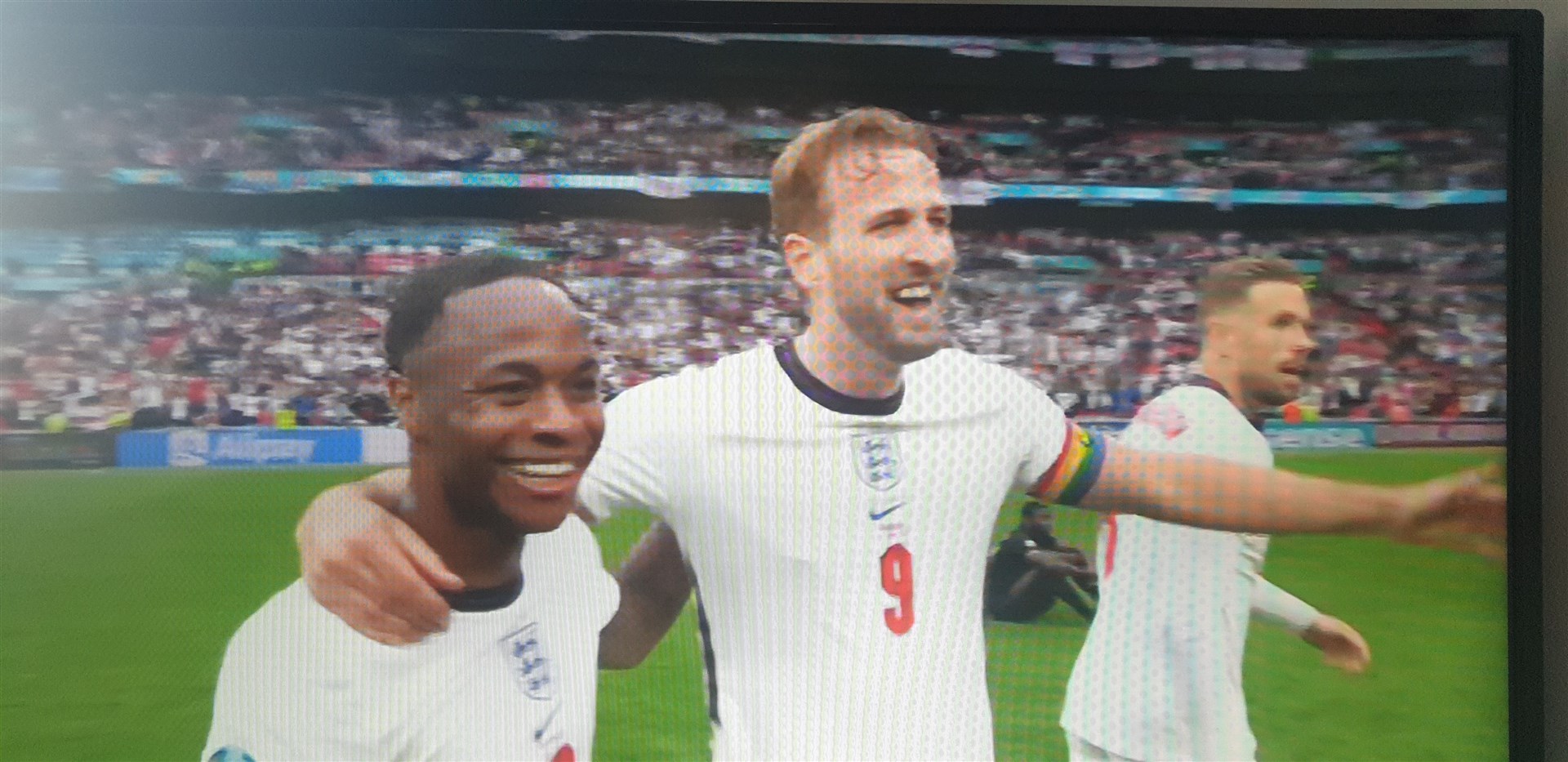 Double act. Goalscorers Raheem Sterling and Harry Kane.