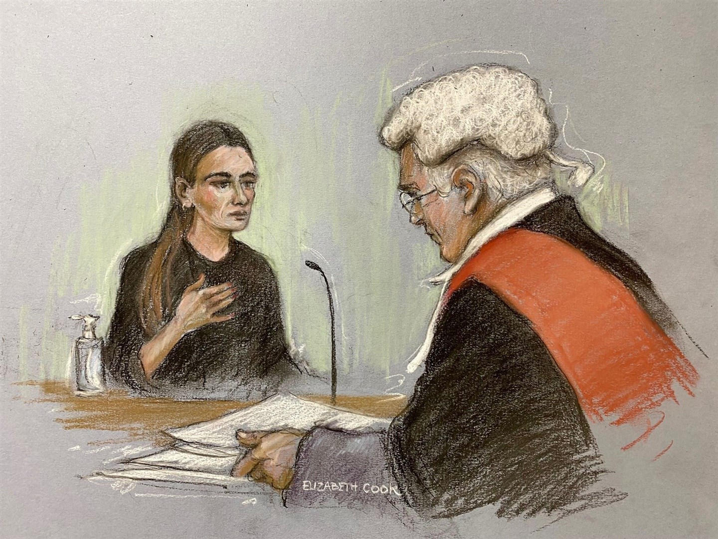 Court sketch of Peta Cavendish giving evidence earlier, at Chelmsford Crown Court (Elizabeth Cook/PA)