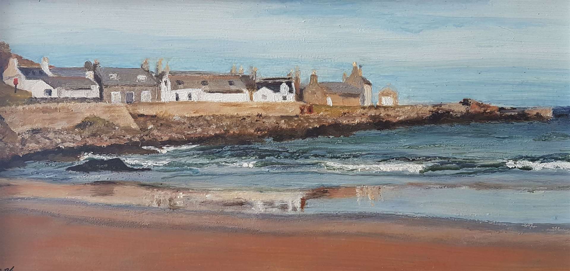 Sandend village near Portsoy, as painted by Scottish Provincial Press' own Lorna Thompson, who is exhibiting at a studio on the outskirts of Tarland, Aberdeenshire.