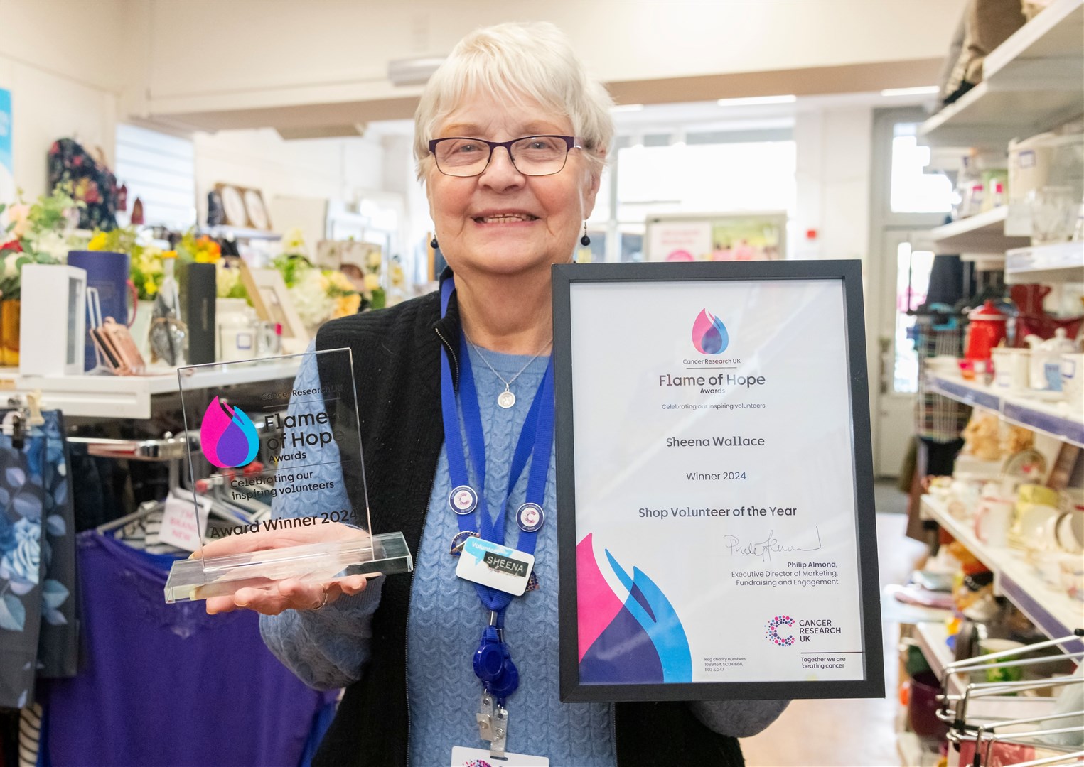 Sheena Wallace won Shop Volunteer of the Year. Picture: Beth Taylor